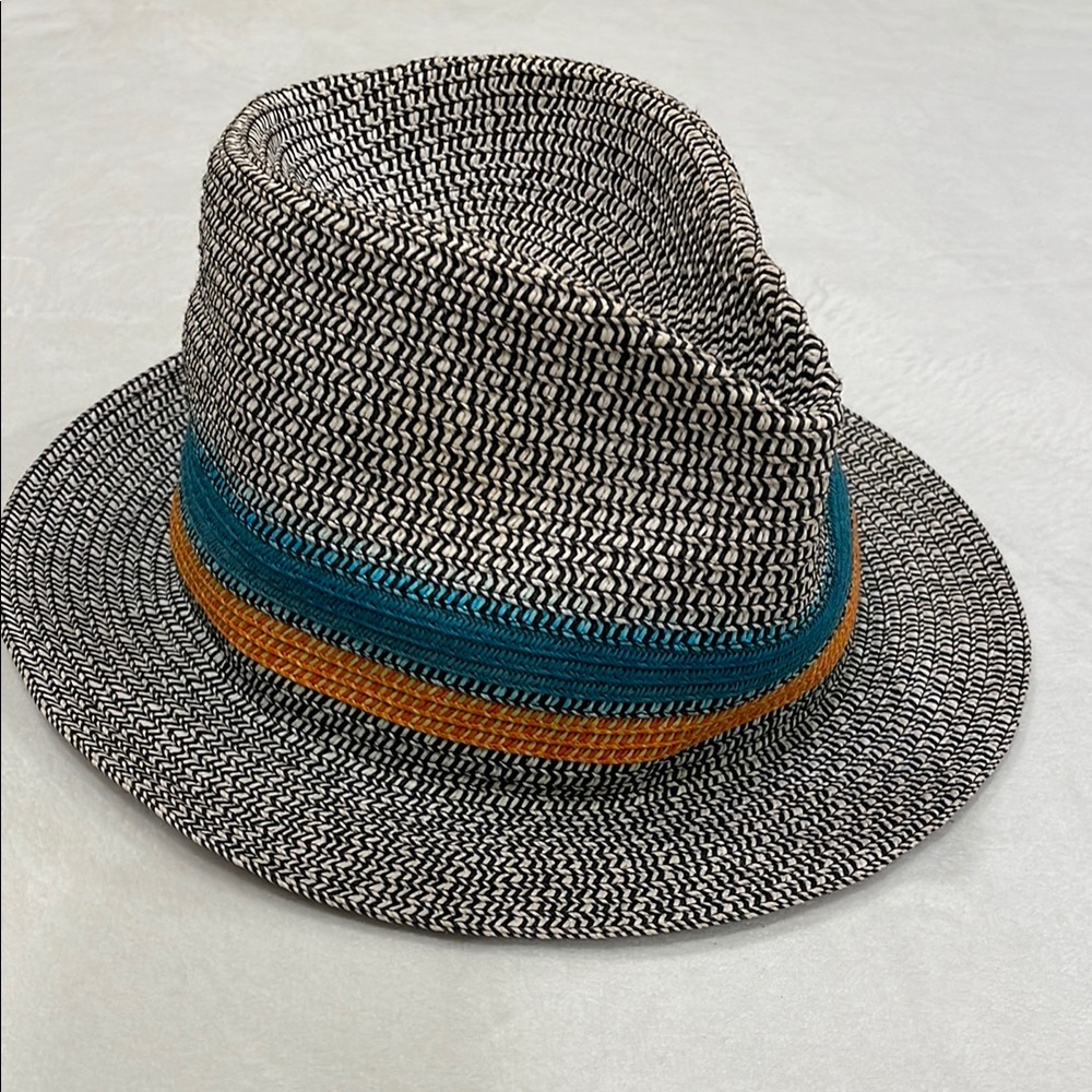 Lacoste Black and White Hat with Blue Accents